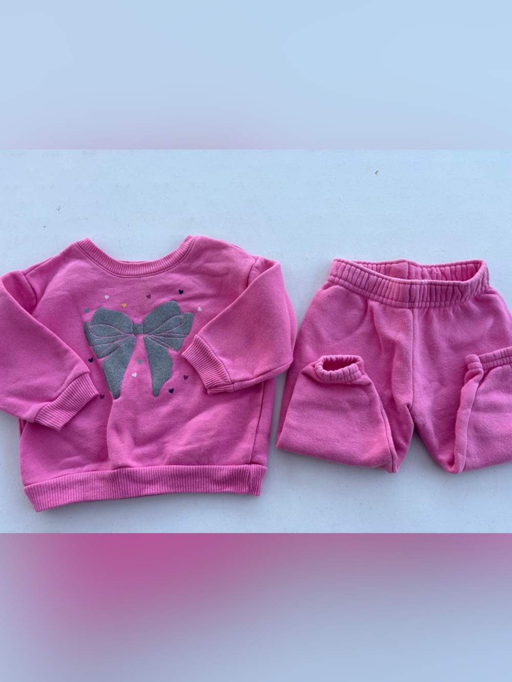 Carter's Pink Sweatshirt with Silver Bow Print